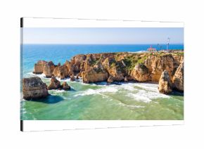 Aerial from Ponte Piedade with the Lighthouse in Lagos Portugal