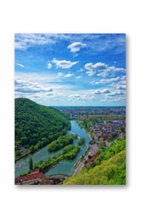 Aerial view to Besancon Bourgogne Franche Comte region France