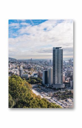 Aerial view of Kobe city in the autumn.