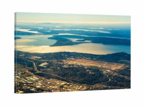 Seattle-Tacoma airport and the southern end of Puget Sound, seen from the air