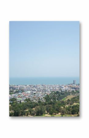 top view of city nearby the sea