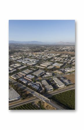 Aerial view of Camarillo industrial park and agricultural fields in Ventura County, California. 