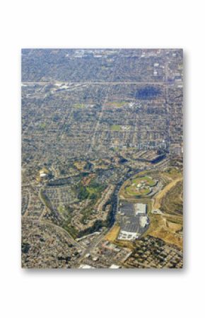 Aerial view of West Covina, view from window seat in an airplane