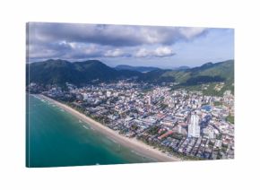 High Aerial Panorama Shot Over Patong Beach And Town, Phuket, Thailand