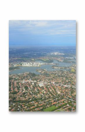 Airplane view of the city of Sydney Australia