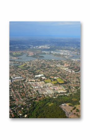 Airplane view of the city of Sydney Australia