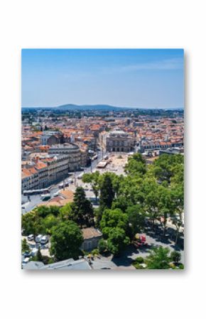 Aerial top view of Montpellier city skyline from above, Southern France  