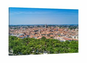 Aerial top view of Montpellier city skyline from above, Southern France  