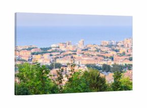 Panorama of famous resort Pesaro city on the adriatic sea. Italy.