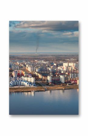 Top view the city of Nizhnevartovsk in spring