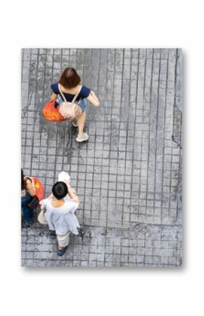 Top view of people traveling walking in the city