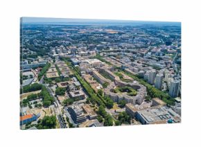 Aerial top view of Montpellier city skyline from above, Southern France  