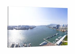 Aerial view of kaohsiung city and harbor. Taiwan.
