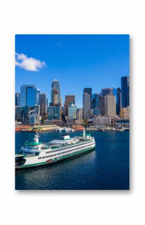 Ferry in Seattle aerial image