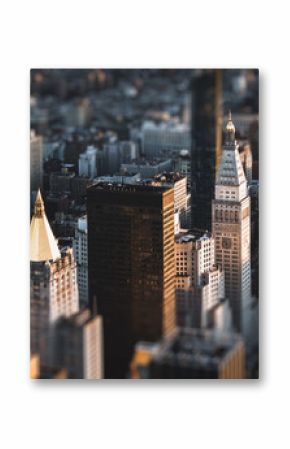 New York city skyline with urban skyscrapers at sunset, NYC USA