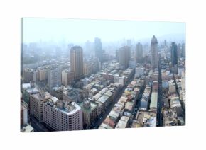 aerial view of smog in city