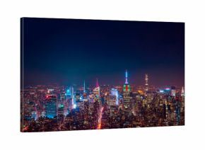 Amazing Panoramic Aerial View over New York City at Night