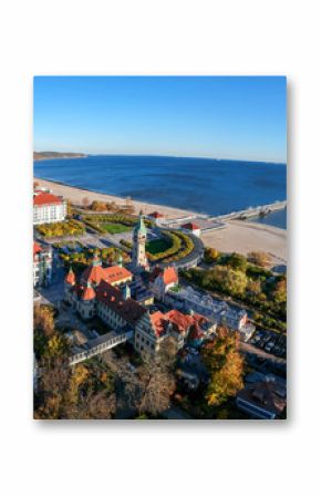 Aerial panorama landscape of Sopot city with sea view