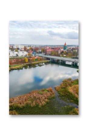 Malbork city in aurumn light - aerial view