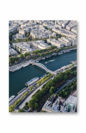 aerial view of river Seine in the city of Paris