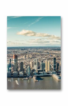 Skyline Jersey City in the U.S. state of New Jersey - aerial panoramic view 