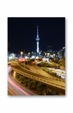 Auckland city night with the Sky Tower on background