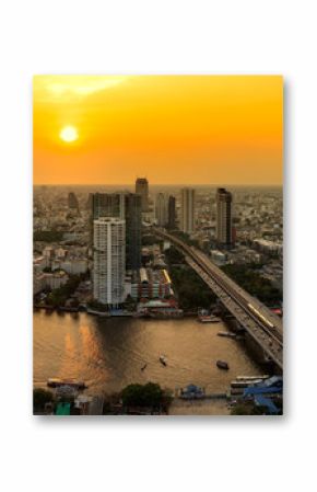 Panorama of Bangkok city at sunset