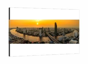 Panorama of Bangkok city at sunset