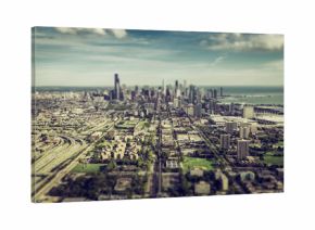 Chicago Downtown aerial view with Tilt Shift effect