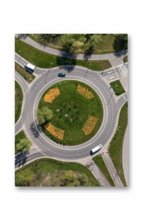 aerial view of roundabout in the city