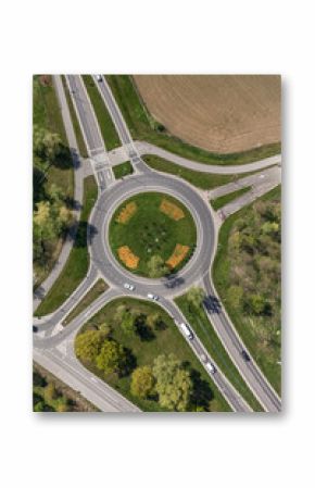aerial view of roundabout in the city