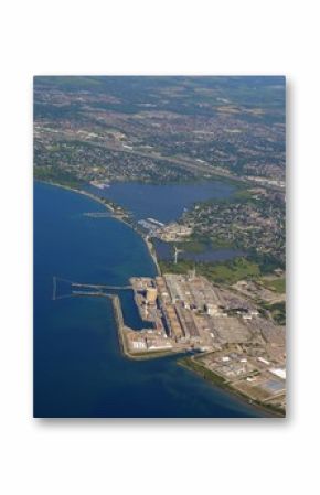 aerial view of the Nuclear Power plant on the shores of Lake Ontario in Pickering, Ontario Canada