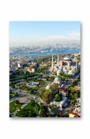 Istanbul arerial view. mosque, sea and city view.