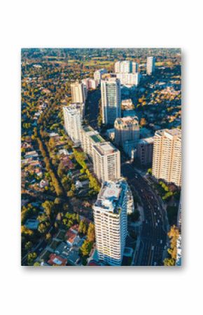 Aerial view of buildings on Wilshire Blvd in LA