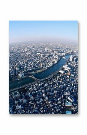 Big city view from the tallest tower in Sumida. Tokyo. Japan.