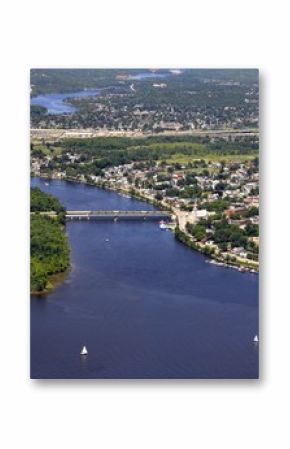 aerial view of Gatineau Hull near were the Gatineau river meets the Ottawa river,  Quebec, Canada 