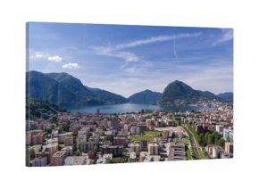 Aerial view of Lugano city