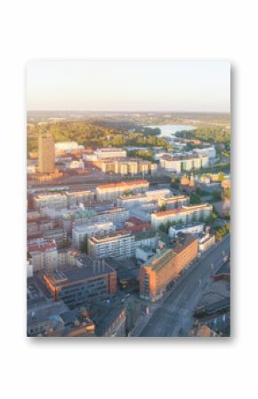 Aerial view Tampere city with beauty sunset