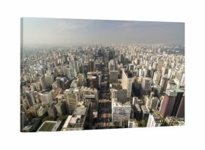 Sao Paulo, Brazil, August, 2017. Aerial view on Paulista Avenue, in Sao Paulo city