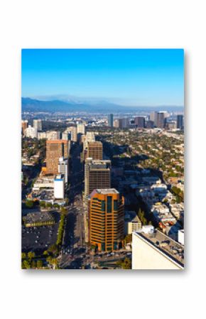 Aerial view near Century City in Los Angeles, CA