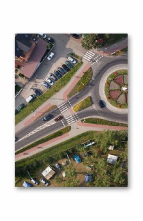 aerial view of roundabout in the  city in the summer