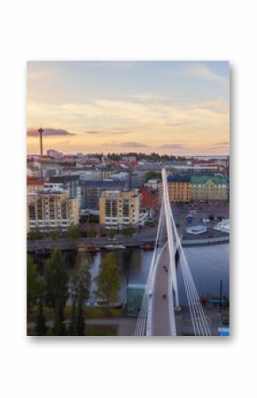 Tampere city at sunset top view