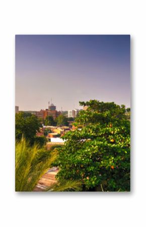 Aerial view to Niger river in Niamey at sunset Niger