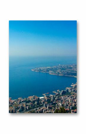Aerial panoramic view to Jounieh city and bay, Lebanon