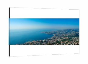 Aerial panoramic view to Jounieh city and bay, Lebanon