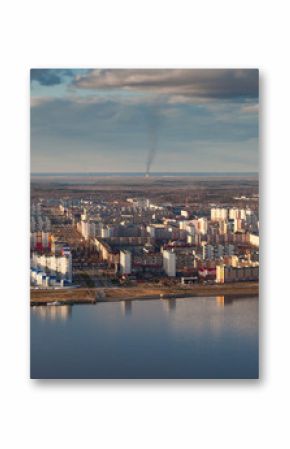 Top view the city of Nizhnevartovsk in spring