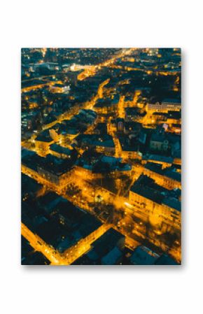 panoramic view of old european city on twilight. bird's eye view.