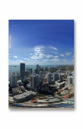 Aerial 360 spherical city panorama Miami Brickell City Heights and Centre