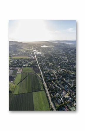 Aerial view of Santa Rosa Valley Camarillo homes and farms in Ventura County, California.  