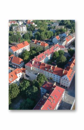 Aerial view on Koszalin city, old town, city center, green city